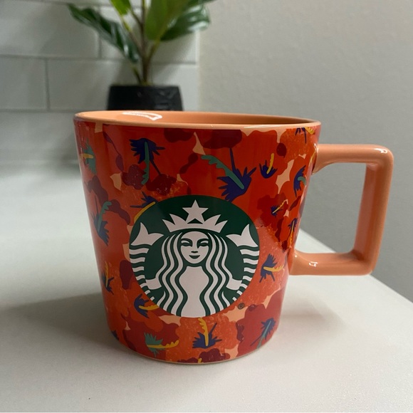 Starbucks Other - Starbucks Mug Hibiscus Design Orange 14 oz